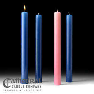 Advent Candle Set - 51% Beeswax 1.5" x 16" (3 Sarum Blue, 1 Rose) - Cathedral Candles