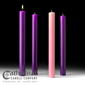Advent Candle Set - 51% Beeswax 1.5" x 16" (3 Purple, 1 Pink) - Cathedral Candles Advent Candle Set - 51% Beeswax 1.5" x 16" (3 Purple, 1 Pink) - Cathedral Candles
