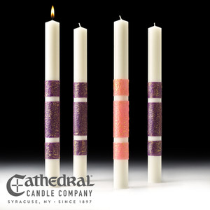 ArtisanWax Advent Pillar Candle Set - 3" x 18" 51% Beeswax (3 Purple, 1 Rose) - Cathedral Candles ArtisanWax Advent Pillar Candle Set - 3" x 18" 51% Beeswax (3 Purple, 1 Rose) - Cathedral Candles