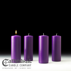 Advent Pillar Candle Set - 3" x 8" Stearine (4 Purple) - Cathedral Candles
