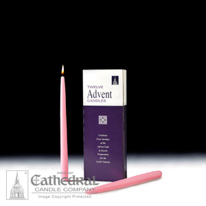 Advent Taper Candles Bulk - 12" Rose (Case of 12 Boxes) - Cathedral Candles