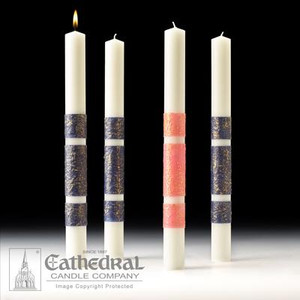 ArtisanWax Advent Pillar Candle Set - 1-1/2" x 26" 51% Beeswax (3 Sarum Blue, 1 Rose) - Cathedral Candles ArtisanWax Advent Pillar Candle Set - 1-1/2" x 26" 51% Beeswax (3 Sarum Blue, 1 Rose) - Cathedral Candles