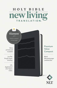 NLT Premium Value Compact Bible (Filament Enabled), Black Mountainscape LeatherLike - Bulk Case of 48