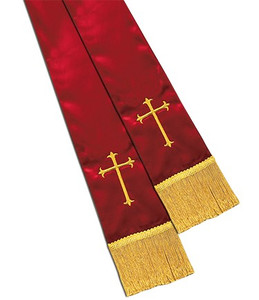 Empress Satin Clergy Stole - Red with Cross Empress Satin Clergy Stole - Red with Cross