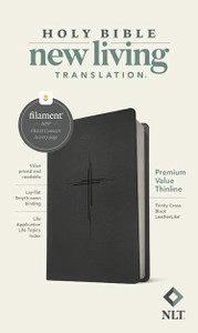 NLT Premium Value Thinline Bible (Filament Enabled), Trinity Cross Black LeatherLike - Bulk Case of 24