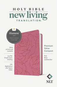 NLT Premium Value Compact Bible (Filament Enabled), Pink Rose LeatherLike - Bulk Case of 48