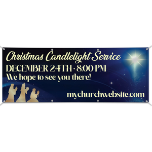 Outdoor Christmas Banner - Gold & Midnight Blue - BFA250400