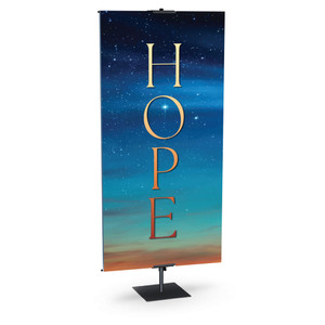 Church Banner - Bright Glory to God in the Highest with Nativity and Angel - Hope