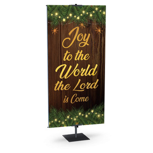 Church Banner - Christ Our Savior on Wood with Gold Letters - Joy to the World the Lord is Come