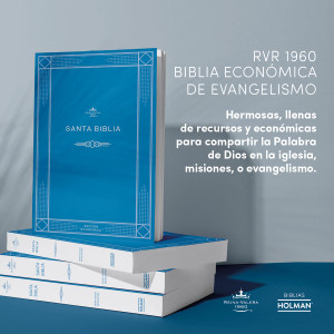 RVR 1960 Biblia economica de evangelismo, azul tapa rustica (Economic Bible, Blue) - Case of 24