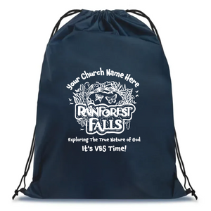 Easy Custom VBS Drawstring Bag - Personalize in Real Time - Rainforest Falls VBS - DRFAL011