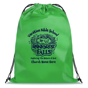 Easy Custom VBS Drawstring Bag - Personalize in Real Time - Rainforest Falls VBS - DRFAL011