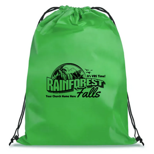 Easy Custom VBS Drawstring Bag - Personalize in Real Time - Rainforest Falls VBS - DRFAL031