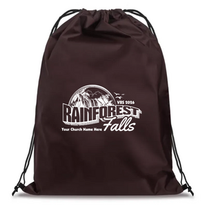 Easy Custom VBS Drawstring Bag - Personalize in Real Time - Rainforest Falls VBS - DRFAL031