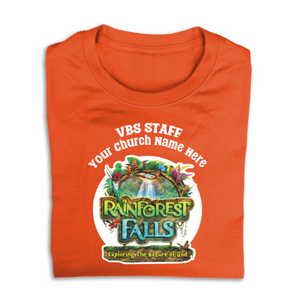 Easy Custom VBS T-Shirt - Full Color Design - Rainforest Falls VBS - VRFALFC01