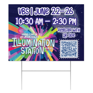 Easy Custom Outdoor Yard Sign - Personalize in Real Time - Illumination Station VBS - YSLUM003 Easy Custom Outdoor Yard Sign - Personalize in Real Time - Illumination Station VBS - YSLUM003