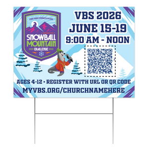 Easy Custom Outdoor Yard Sign - Personalize in Real Time - Snowball Mountain Challenge VBS - YSSMC005 Easy Custom Outdoor Yard Sign - Personalize in Real Time - Snowball Mountain Challenge VBS - YSSMC005