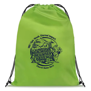 Easy Custom VBS Drawstring Bag - Personalize in Real Time - Snowball Mountain Challenge VBS - DSMC011