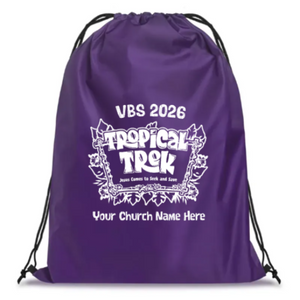 Easy Custom VBS Drawstring Bag - Personalize in Real Time - Tropical Trek VBS - DTROP011
