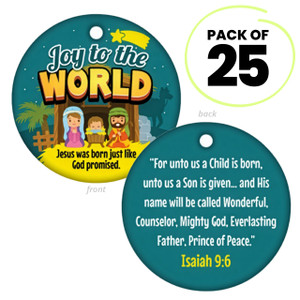Christmas FaithTag - Joy To The World - 25 tags (Enough for 25 kids)