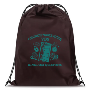 Easy Custom VBS Drawstring Bag - Personalize in Real Time - Kingdom Quest VBS - DKGD031