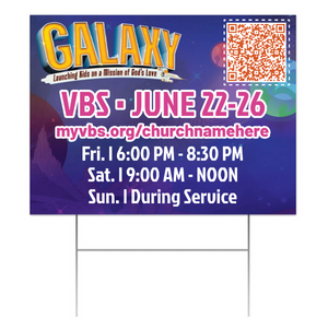 Easy Custom Outdoor Yard Sign - Personalize in Real Time - Galaxy Weekend VBS - YSGAL003 Easy Custom Outdoor Yard Sign - Personalize in Real Time - Galaxy Weekend VBS - YSGAL003