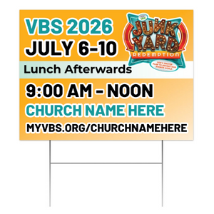 Easy Custom Outdoor Yard Sign - Personalize in Real Time - Junkyard Redemption VBS - YSJYR001 Easy Custom Outdoor Yard Sign - Personalize in Real Time - Junkyard Redemption VBS - YSJYR001