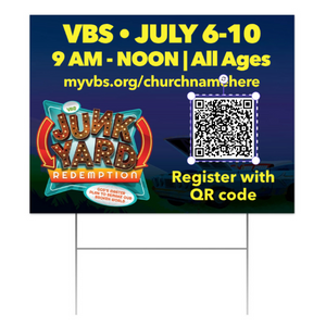 Easy Custom Outdoor Yard Sign - Personalize in Real Time - Junkyard Redemption VBS - YSJYR004 Easy Custom Outdoor Yard Sign - Personalize in Real Time - Junkyard Redemption VBS - YSJYR004