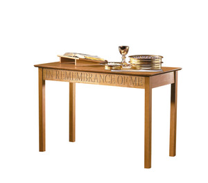 Communion Table - Maple Wood - Pecan Stain (Engraved) Communion Table - Maple Wood - Pecan Stain (Engraved)