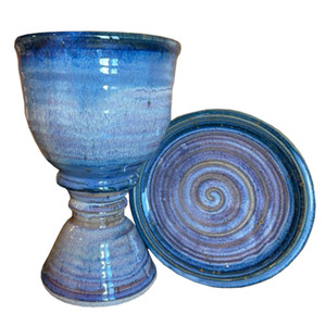 Chalice & Paten Set - Plain - Stoneware - Pastel Blue Chalice & Paten Set - Plain - Stoneware - Pastel Blue