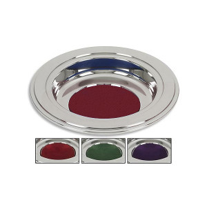 Silvertone Offering Plate - Burgundy Silvertone Offering Plate - Burgundy