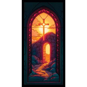 Church Banners - Stained Glass Window - He Is Risen