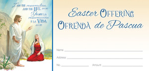 3 1/8" x 6 1/4" Offering Envelope - Easter - Bilingual - I Am the Resurrection - John 11:25 KJV - Pack of 100 3 1/8" x 6 1/4" Offering Envelope - Easter - Bilingual - I Am the Resurrection - John 11:25 KJV - Pack of 100