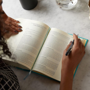 NKJV Journal the Word Bible, Large Print, Premium Leather, Brown, Red Letter Edition - Case of 10