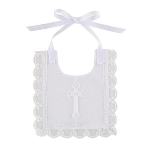 Laced Trim Baptismal Bib (6/PK)