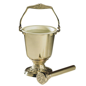 Embossed Holy Water Pot with Sprinkler Set Embossed Holy Water Pot with Sprinkler Set