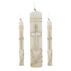 Ornate Cross Wedding Unity Candle Set, Pack of 2
