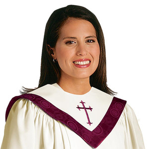 Canterbury Reversible Choir Stole - Linen with Maroon Accent Canterbury Reversible Choir Stole - Linen with Maroon Accent
