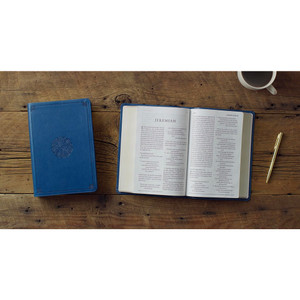 ESV Large Print Personal Size Bible, Red Letter (TruTone, Deep Teal, Emblem Design) - Case of 10