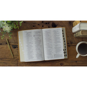 ESV Large Print Personal Size Bible, Red Letter, Thumb Indexed (TruTone, Nubuck Caramel, Wildflower Design) - Case of 16
