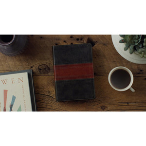 ESV Large Print Personal Size Bible, Red Letter, Thumb Indexed (TruTone, Forest/Tan, Trail Design) - Case of 16
