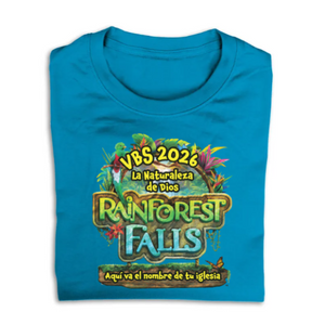 Easy Custom VBS T-Shirt - Full Color Design - Rainforest Falls Spanish VBS - VRFALFC07