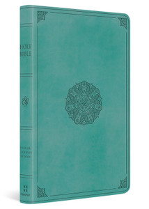 ESV Large Print Value Thinline Bible - Turquoise, Emblem Design Trutone - Case of 24
