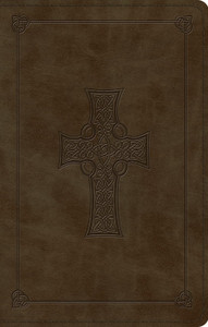 ESV Large Print Value Thinline Bible - Olive, Celtic Cross Design Trutone - Case of 24