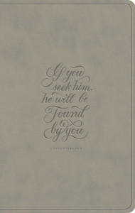 ESV Large Print Value Thinline Bible - Stone, 1 Chronicles 28:9 Design Trutone - Case of 24