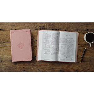 ESV Large Print Value Thinline Bible - Blush Rose, Fleur-De-Lis Design Trutone - Case of 24