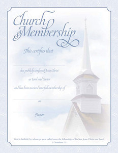 Church Membership Certificate - Premium Stock, Blue Foil Embossed - 8.5x11 - 1 Cor 1:9 Church Membership Certificate - Premium Stock, Blue Foil Embossed - 8.5x11 - 1 Cor 1:9
