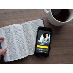 NLT Premium Value Compact Bible, Filament Enabled (Leatherlike, Navy Cross) - Case of 48