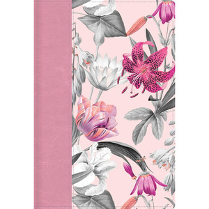 RVR 1960 Biblia Letra Grande Tamaño Manual, Rosa Petalos, Simil Piel - Case of 12