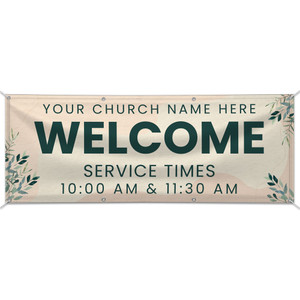 Easy Custom Outdoor Vinyl Banner - Personalize in Real Time - Welcome - Soft Neutral